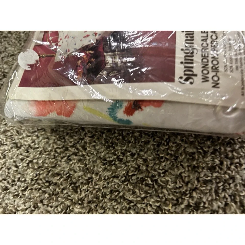 Vintage Twin 80's Abstract Floral Springmaid No Iron Sheet Set Cotton Polyester